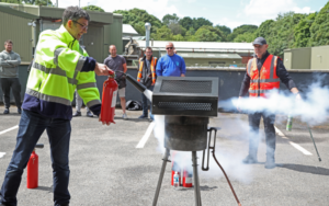 Fire extinguisher training at the Safety and Wellbeing Day